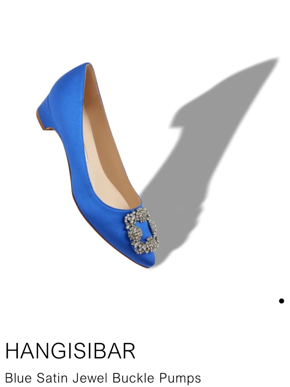 Manolo Blahnik Blue Satin Jewel Buckle Low Heel Pumps